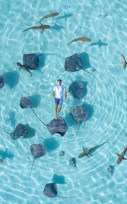 Nager avec des raies